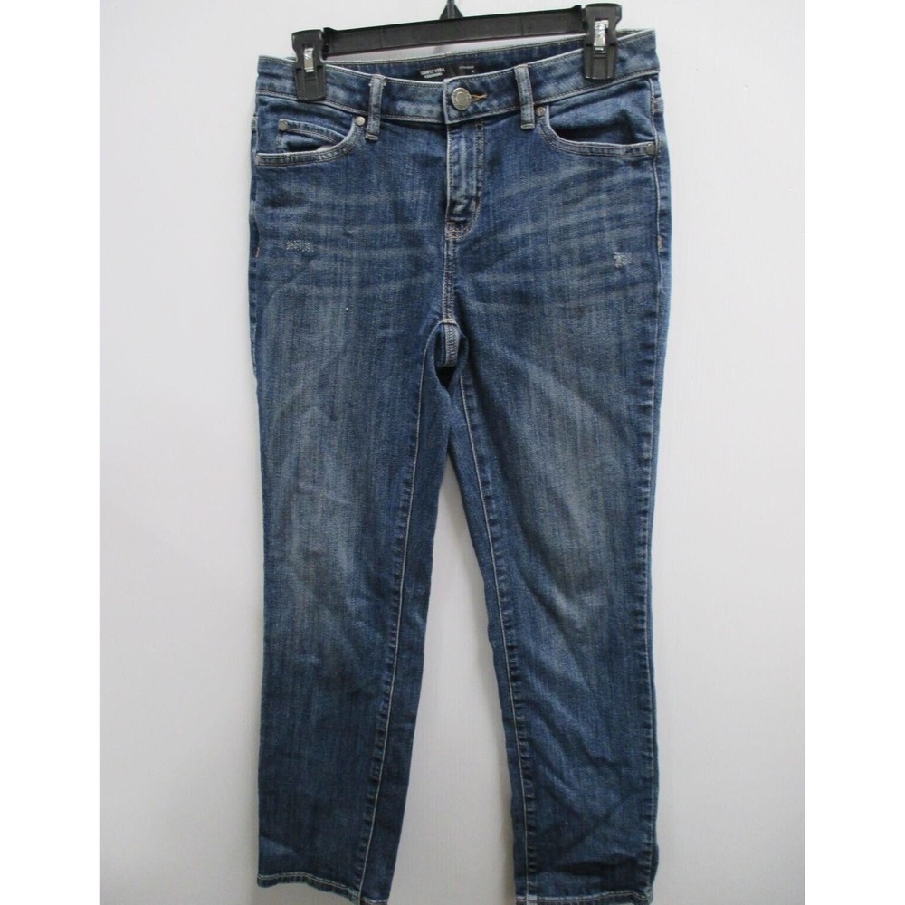 Simply Vera Wang Women's Size 4 Stretch Denim Jeans Straight Leg Light Distress